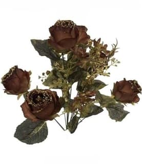 זר ורד קרם/זהב גליטר